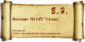 Bocsan Hiláriusz névjegykártya